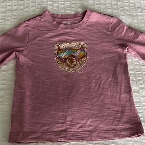 L.L. Bean Kids Pink Bear Graphic Long Sleeve T-Shirt